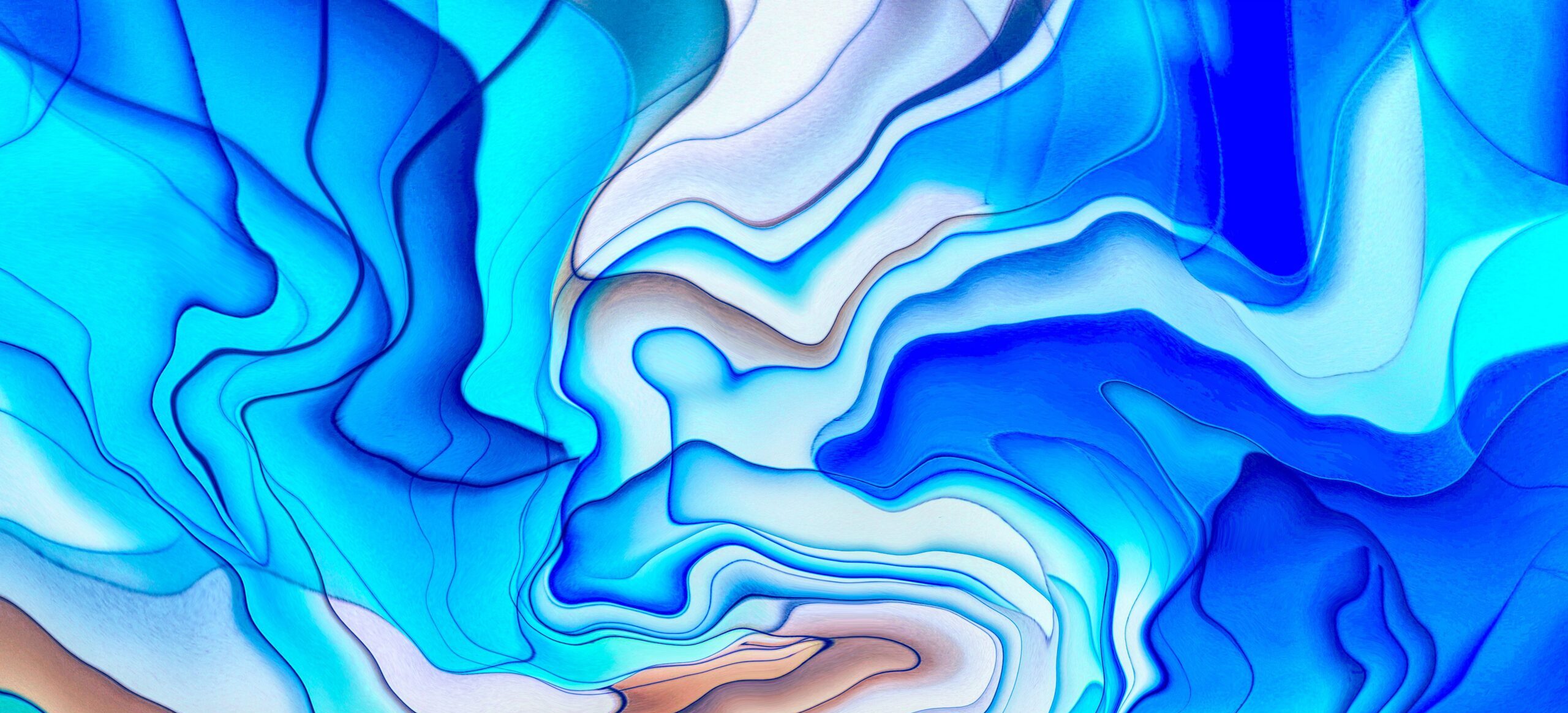 Colorful abstract background with blue and beige fluid patterns, ideal for creative design projects.